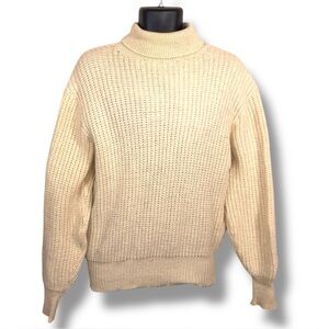 Vintage The Cockpit Large Wool Sweater Mens Academia Knit Rare Ivory Turtleneck